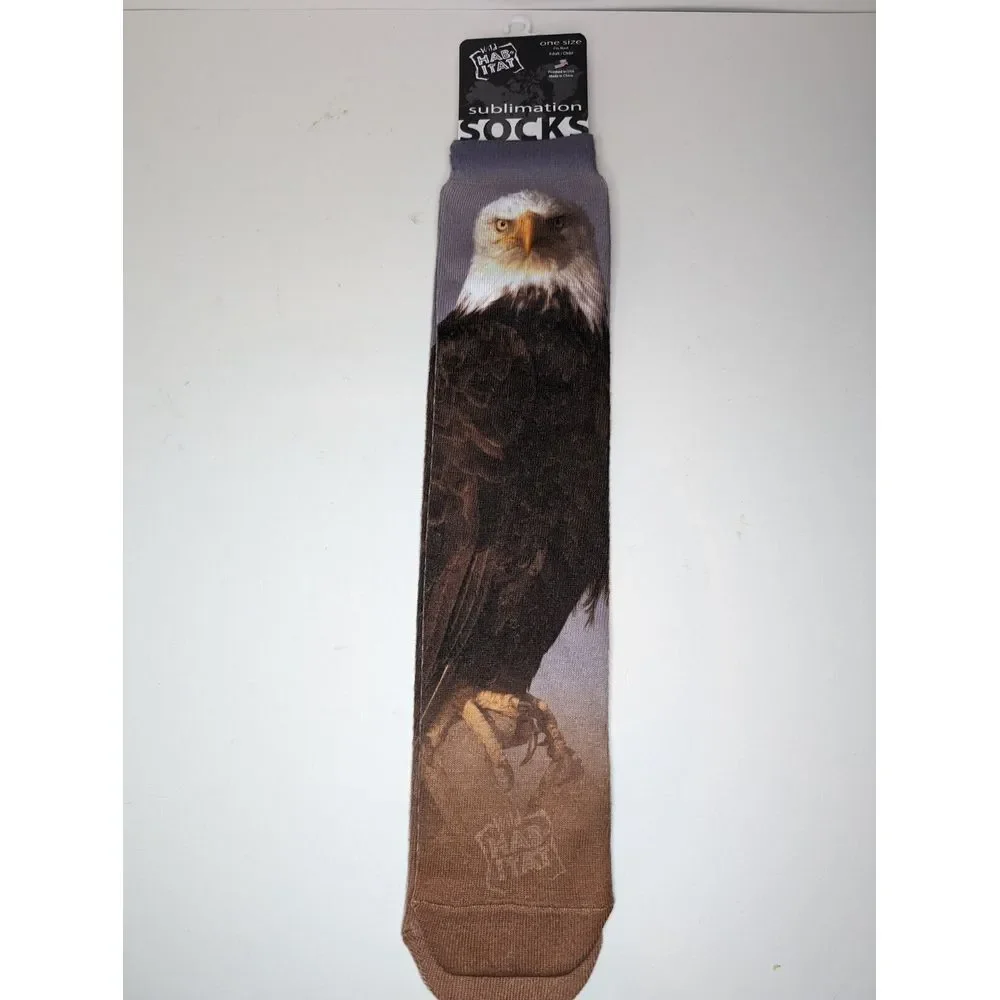 NWT Wild Habitat Sublimation Socks Bald Eagle One Size